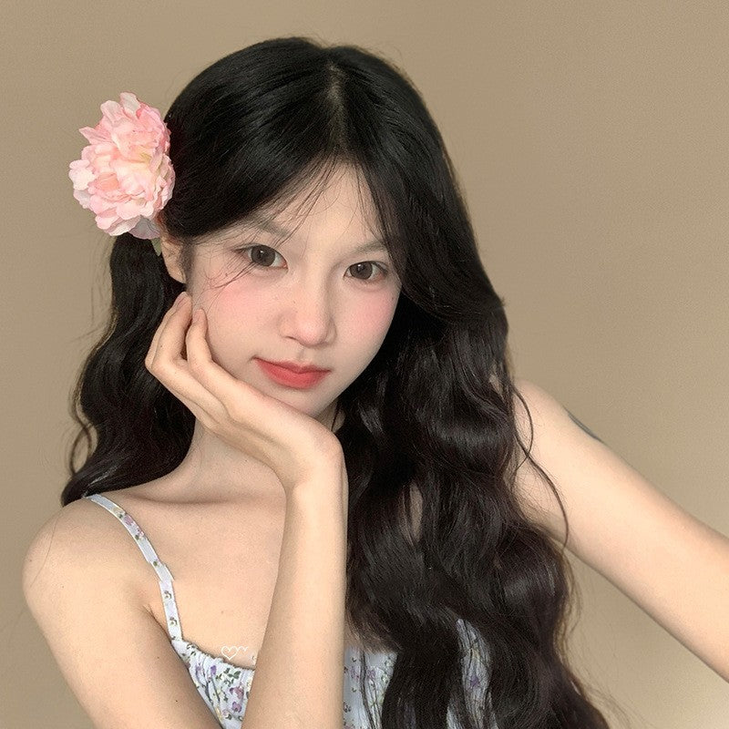 Fabric Pearl Flower Leaf Tassel Hair Clip - view 7