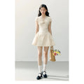 ANNATTO Jasmine Off-White Embroidered V-Neck Lace A-Line Fitted Dress