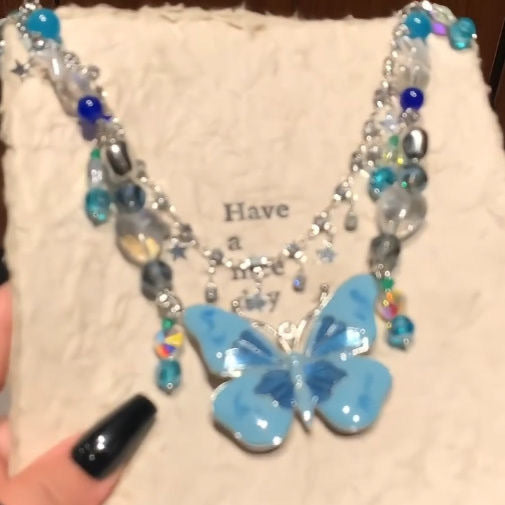 Colorful Butterfly Pendant Necklace - view 4