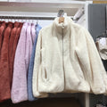 Women's Fall-Winter Wool Fleece Stand Collar Cardigan + Jacket 2026 - Milk White