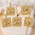 Cross-Border Hit Mysterious Relief 3D Flower Pendant Necklace Retro Rim Western Bestseller Accessory Set