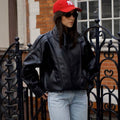 Women's Retro Stand Collar Loose Cropped Jacket 2026 | Trendy Jacket - Black