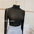 Women's High Neck Sheer Lace Layering Top
