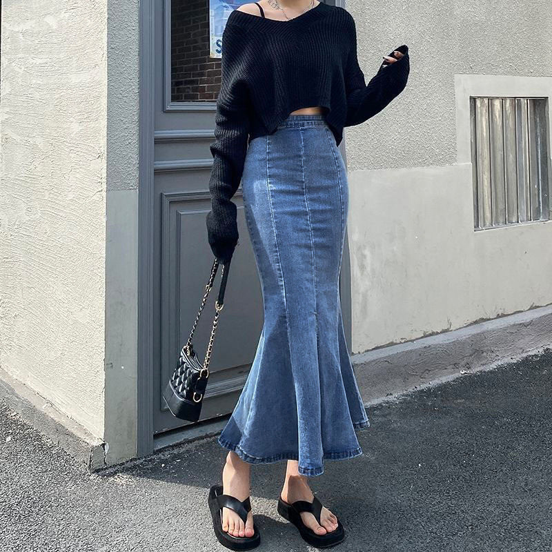 Designer High Waist Slit Skirt