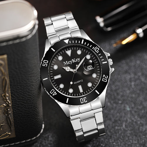 TikTok Traffic Live Men Submariner Style Quartz Watch Student Formal Mens Watch Date Steel Band Watch Large Dial