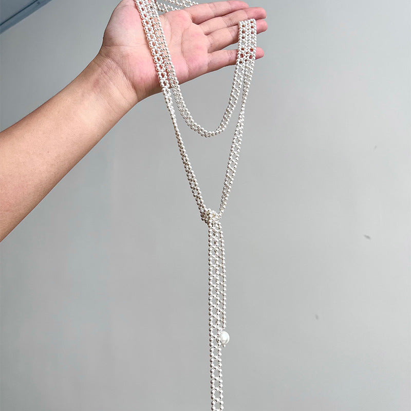 French Layered Round Pearl Beaded Necklace - view 4