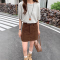 Fall-Winter Fashion Elegant Petite High Waist Skirt + Short Skirt