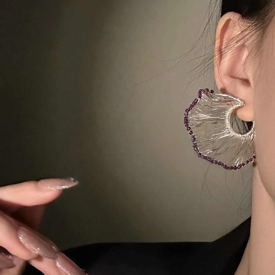 Woven Round Textured Stud Earrings - view 4