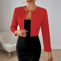 Women's Fall Slimming Versatile Long Sleeve Fitted Cropped Neckline Jacket 2026 - White