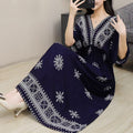 Women's Chinese French Short Sleeve V-Neck Printed Dress + Skirt 2026 - 1-1#