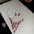 K Gold Super Sparkle Red Full Diamond Necklace 2026 New Light Luxury Premium Clavicle Chain Elegant Accessory Set