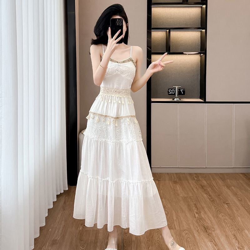 Women's Bohemian Ethnic Lace Fringe Skirt + Camisole 2-Piece Set 2026 - White Camisole + Skirt