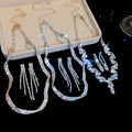 Silver Wave Shadow Full Diamond Super Sparkle Twisted Jewelry Set Banquet Party Style With Necklace Light Luxury Niche Necklace Women