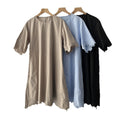 Jiangnan Style Embroidered Dress, Loose Crew Neck Lace Mid-Length A-Line