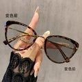 Photochromic Cat-Eye Prescription Glasses Overseas American Trendy Western Metal Big Frame Retro Premium Bare Face Prescription Sunglasses