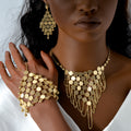 Overseas Western Bestseller Fashionable Simple Four Leaf Clover Fringe Bracelet Ring One-Piece Necklace Earrings Set Women Set