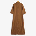 Solid Lapel Long Sleeve Casual Long Dress, 2026