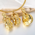 Bridge Glasses New Ten Lettering Pair Band Necklace Earrings Set Women Heavy-Duty Design Round Pleated Western Trendy Accessory