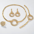 Overseas Bead Gem Light Luxury Rhinestone Activity Round Band Slub Necklace Bracelet Set Earrings Ring Set ins Banquet Jewelry