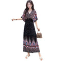 Women's Summer Chinese French Short Sleeve V-Neck Printed Dress + Skirt 2026 - 1-1#