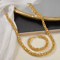 Double-Layer Cross Weave Byzantine King Chain Heavy-Duty Cutout Link Band Thick Necklace Western Hip-Hop Moto Necklace Bracelet Set
