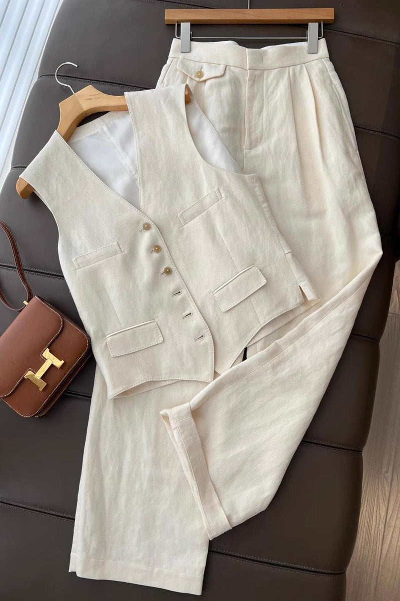 Korean K-Pop Wide Leg Pants + Vest 2-Piece Set