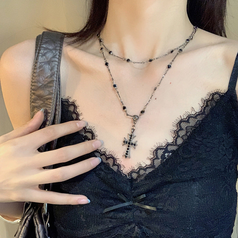 Three-Layer Pearl Necklace with Heart Pendant - view 12