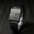 2026 New Square Unisex Creative No Hand Simple Retro Watch Women Date Steel Band Cross-Border Hit Lot