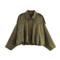 Women's Fall Casual Lapel Collar Jacket 2026 | Trendy Jacket - Olive Green