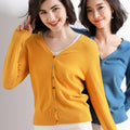 Women's Fall Korean Fashion V-Neck Cropped Knit Top + Cardigan 2026 - White