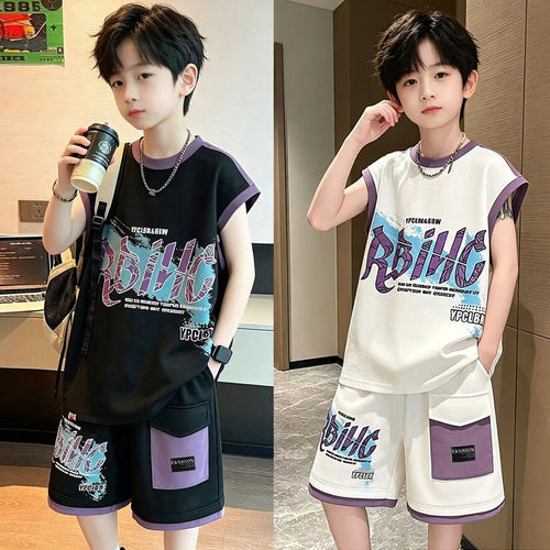 Boys' Sleeveless Sports Shorts 2-Piece Set