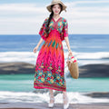 Women's Summer Chinese French Short Sleeve V-Neck Printed Dress + Skirt 2026 - 1-1#