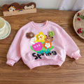 Girls' 3D Flower Bear Pullover Hoodie - Spring/Fall