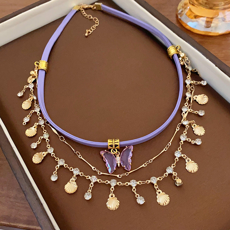 Colorful Butterfly Pendant Necklace - view 9
