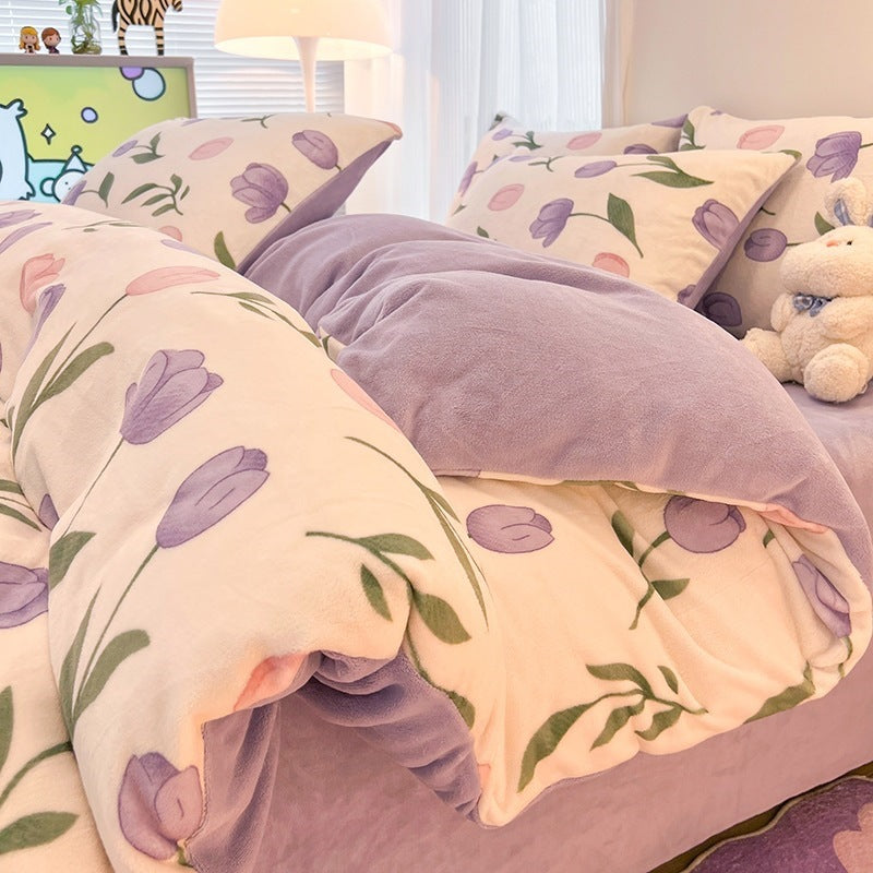 Bear Park Coral Fleece 4-Piece Winter Bedding Set - view 3