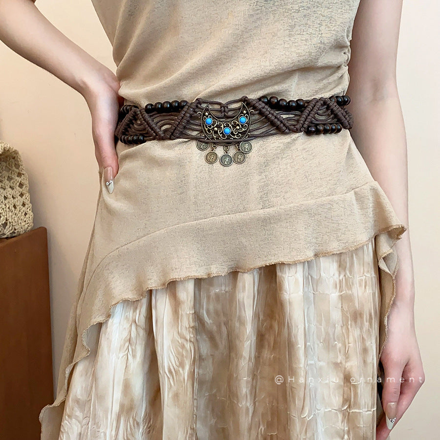 Bohemian Wooden Bead Waist Chain Belt - view 3