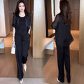 Summer Casual Fashion Sun-Protection Wide Leg Pants + Shirt 3-Piece Set