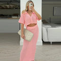 Versatile Crochet Knit Crochet Cardigan + Skirt Set