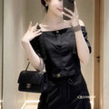 Summer Trendy Fashion Short Sleeve Off-Shoulder Cropped Skirt + Camisole Set
