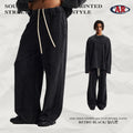 Men's American Retro Fleece Snow-Denim Frayed Edge Loose Fit Wide Leg Casual Pants