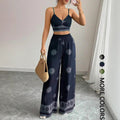 Women's Summer Printed Wide Leg Camisole Set 2026 | 2 Piece Outfit Set - Green