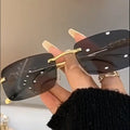 Metal Leopard Leg Ocean Lens Overseas Rimless Women Sunglasses Style Premium Cheetah Square Hot Girl Sunglasses