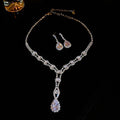Windsor Castle ~ Full Diamond Teardrop Fringe Jewelry Set Light Luxury Niche Choker Wedding Banquet Party Necklace Women