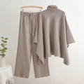 Fall-Winter Fashion Luxury Wide Leg Pants + Coat + Shawl 2-Piece Set