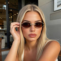 Retro Oval Round Sunglasses Small-Frame Metal Hong Kong Style Photoshoot Unisex Premium Personality Wear Jewelry Outfit Sunglasses