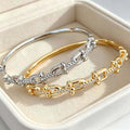 Overseas New Cubic Zirconia Buckle Bangle Light Luxury Fashionable Horseshoe Buckle Design Hand Jewelry Premium Letter U Shape Bracelet