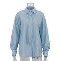 Women's French Casual Long Sleeve Lapel Collar Striped Cardigan + Shirt 2026 - Red