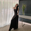 Halter Camisole Fitted Bodycon Long Dress, Chic Retro