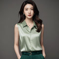Women's Summer Professional French Acetate Satin Sleeveless Shirt 2026 - Gray