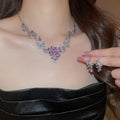 Western Statement Rhinestone Geometric Teardrop Necklace Set Fashionable Exquisite Clavicle Chain Light Luxury Premium Necklace